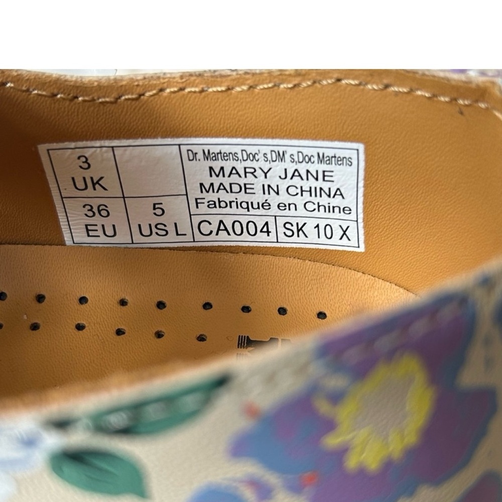 Dr. Martens 8065 Floral Mashup Mary Jane’s Parchment Beige - size 5 / UK 3 - Picture 5 of 9